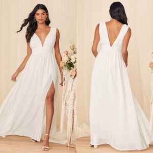 NWOT Lulus Heavenly Hues White Maxi Dress